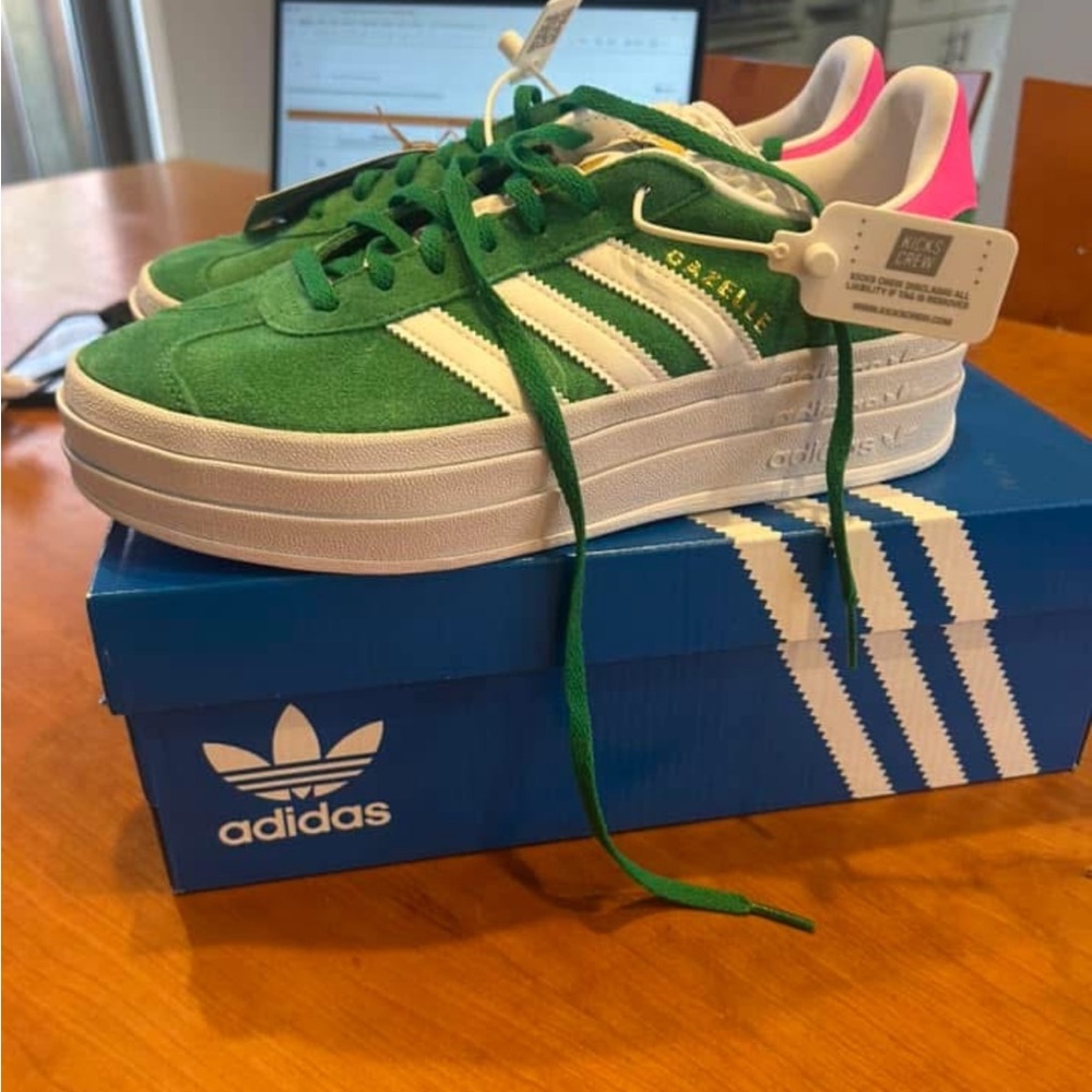 Adidas Green and White gazelle sneaker